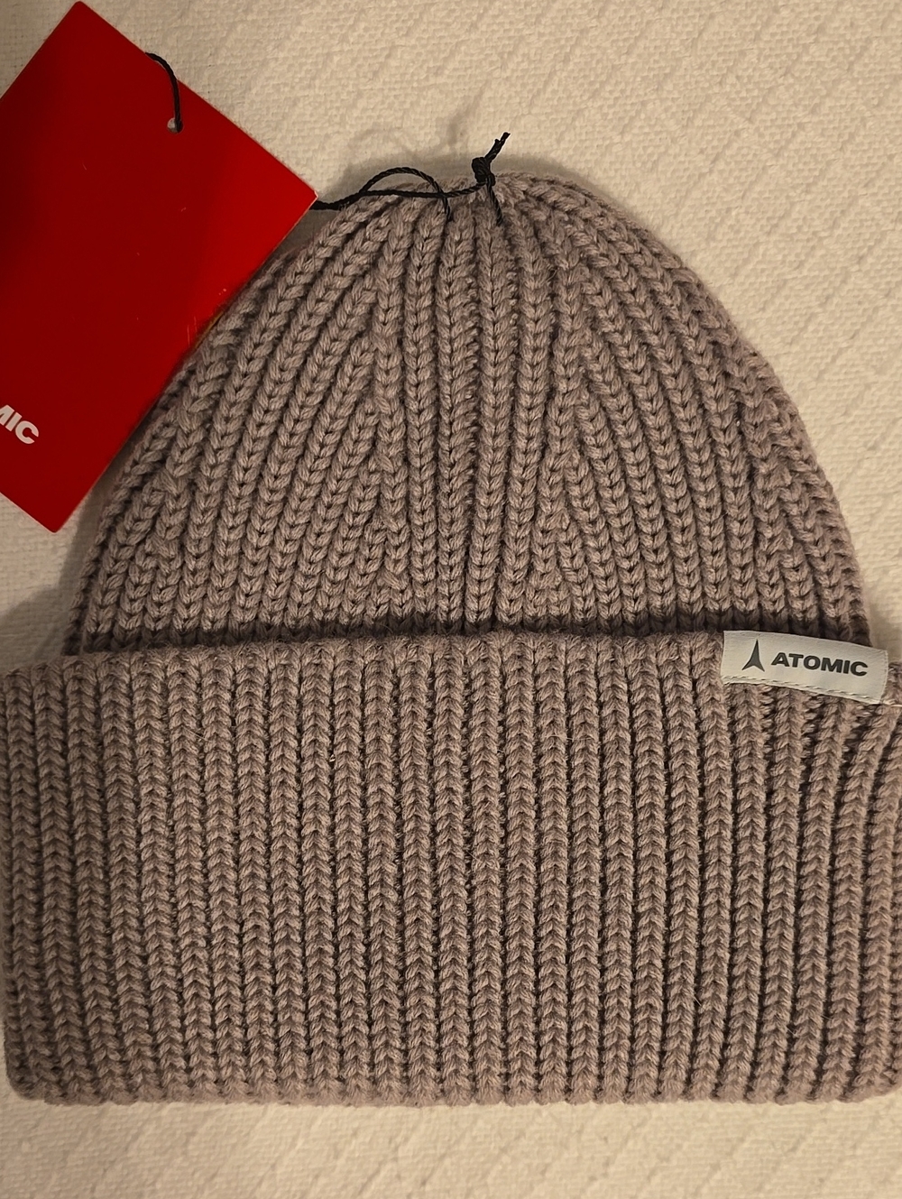 Atomic Unisex Ribbed Knit Beanie Hat Gray Wool Blend NWT OSFA